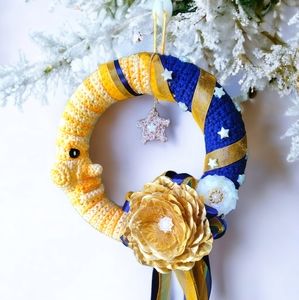 Man in the Moon and Stars Wall / Door Wreath